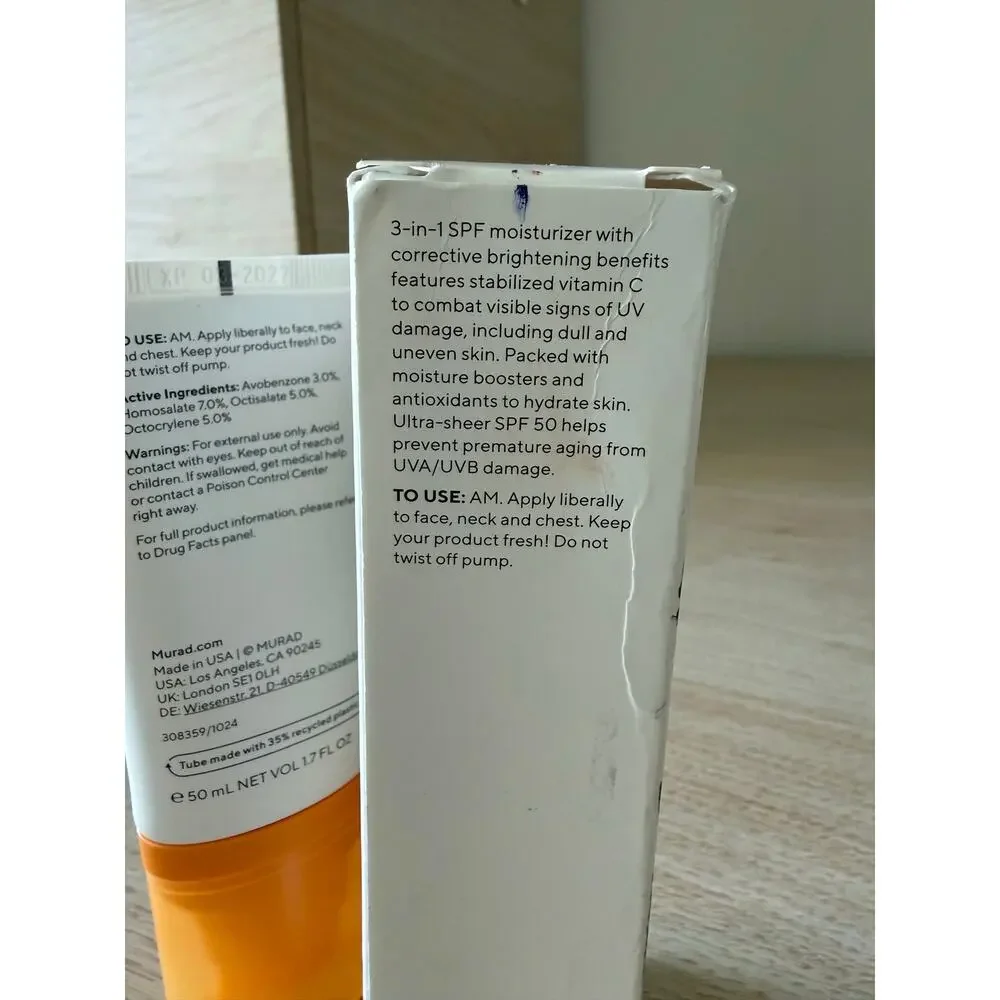 $57 New Murad Superactive Moisturizer SPF 50 Brightening Vitamin C 1.7 oz